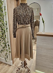 Blusa animal print manga longa e gola alta 🤎