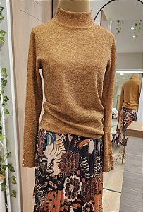 Blusa manga longa malha canelada cor abóbora 🧡