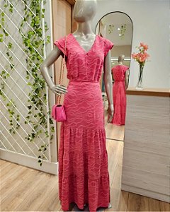 Conjunto saia e blusa rosa