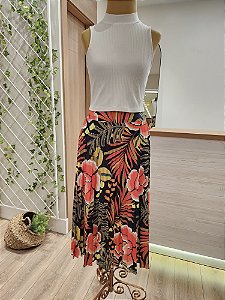 Saia midi plissada Cor de Flor 🌺