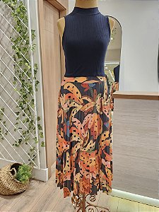 Saia midi plissada Banana ♡