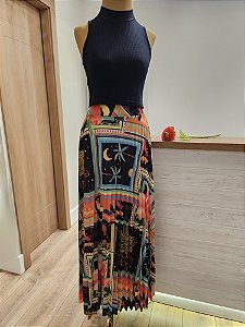 Saia longa plissada Sol e Lua