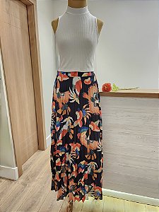 Saia longa plissada Pássaros