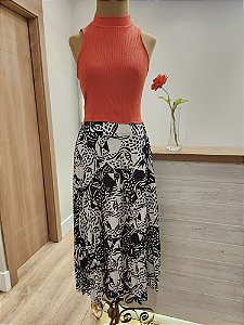 Saia midi plissada Maxi Onça