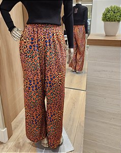 Calça pantalona onça colorida ♡