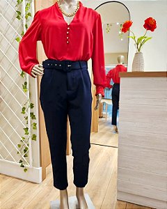 Blusa crepe manga longa em renda vermelha ❤️