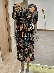 Vestido midi Beleza e Natureza preto