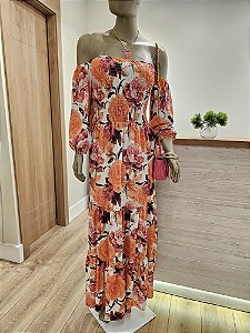 Vestido longo lastex floral