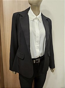 Blazer alfaiataria botão único preto