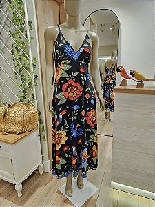 Vestido midi de alcinha estampa brasilidade