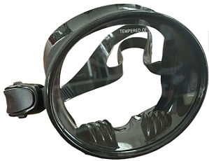 Máscara Redonda 100% em Silicone Vidro Único Temperado Presilhas de Ajuste Rápido Preto