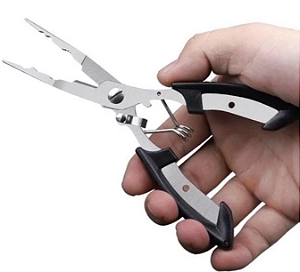 Alicate Burle De Pesca Corte Tira Anzol isca com trava Sahara Cabo Ergonômico Em Aço Inox