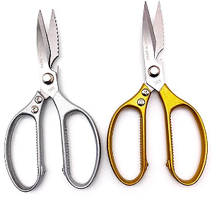 Tesoura De Cozinha Multiuso 21 cm para peixe pesca cozinha Cores Disponíveis Prata e Dourada
