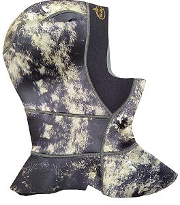 Capuz Confeccionado em Neoprene 3 mm Revestida em nylon Interna e Externamente Cor Camuflado Tamanho  P M G XGG