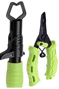 Kit Alicate Corte 14 cm + Pega Peixe 20 cm Modelo A-22 Aço Inoxidável 195 g Cores: Laranja, Verde, Preto, Rosa e Azul