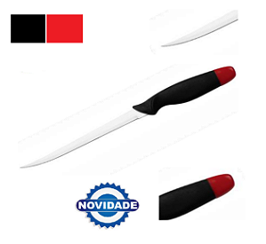 Faca para pesca 7 Sahara F-110 Aço 420 SS + PP Acompanha Bainha 27,2 cm Cor: Preto com Vermelho