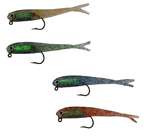 Isca Peixe Pititinga Silicone 7,5 cm Pacote com 10 unidades Cores: Vermelho, Dourado, Azul, Verde e Cinza
