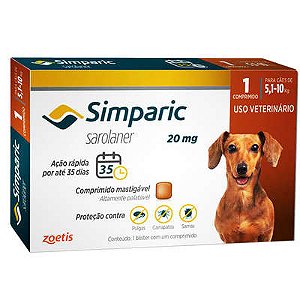 Simparic 20 Mg 5,1 A 10 Kg 1 Comp- Carrapaticida
