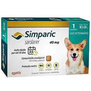 Simparic Tab 40mg 1 Comp- 10,1 A 20kg Carrapaticida