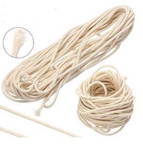 Pavio em Algodão natural  3mm ideal para Velas Lamparinas Tochas Lampião Kit 5 metros