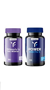 1 frasco Stimulus Hot Woman - Estimulante Feminino (30 cápsulas cada frasco) + 1 frasco PowerErectus - Estimulante Masculino (30 cápsulas)