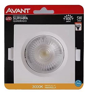 Spot Led 5w Avant Quadrado Branco Quente Direcionavel 110v/2