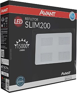 Refletor Led 200w Avant Slim 200 Bivolt Branco Frio 6500k 110V/220V