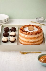 Festa na Caixa - Bolo Bem Casado 500g, 3 brigadeiros tradicionais e 3 beijinhos