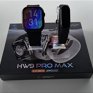 Relógio Smartwatch Hw9 Pro Max Preto Com 3 Pulseiras Tela Super Amoled + brinde