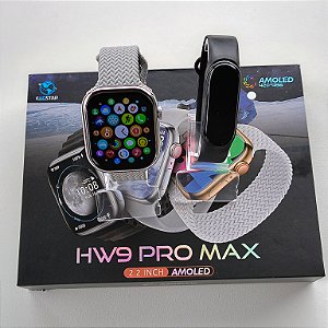 Relógio Smartwatch Hw9 Pro Max Prata Com 3 Pulseiras Tela Super Amoled + brinde