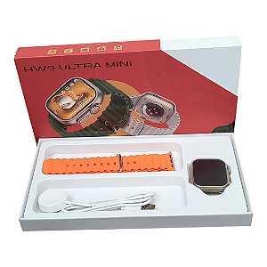 Relógio Smartwatch Hw9 Ultra Max Mini Serie 9 Amoled Nfc Cor da caixa Prateado Cor da pulseira Laranja