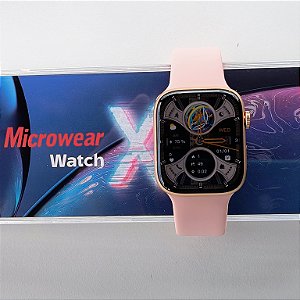 Smartwatch Série 10 Microwear S10 Pro Amoled caixa Dourado pulseira Preto Lançamento 2025