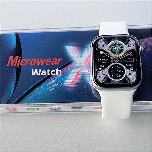 Smartwatch Série 10 Microwear S10 Pro Amoled caixa prata pulseira Branca Lançamento 2025