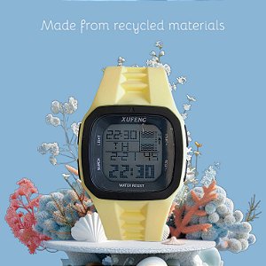 Relógio Digital Pallyjane Prova D'água Esportivo  Surf Amarelo claro