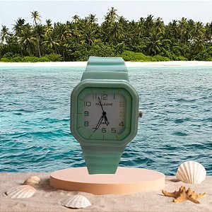 Relógio Feminino Digital Pallyjane Prova D´agua Pulseira Verde Claro