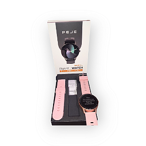 Smartwatch Zw02 Redondo Prova D'agua Para IOS Android Rosa