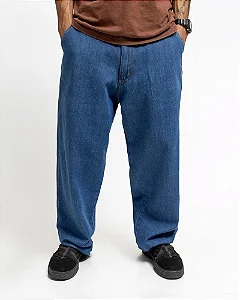 Calca Baggy Jeans Fire Reta Premium Express Logo (Azul)