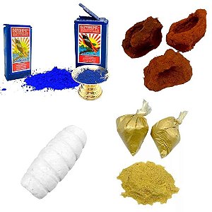 Kit com uma unidade de cada Osun Efun Yerosun e wagi (elementos)