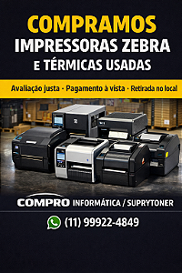Compramos Impressoras Zebra Usadas em São Paulo Somos especialistas na compra de impressoras térmicas e Zebra usadas. Avaliação justa, pagamento à vista e retirada no local. Atendemos empresas e logística.