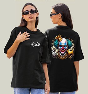 Camiseta Oversized Feminina Preta Algodão Premium WSS Cash Clown
