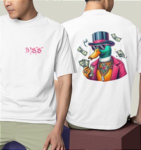 Camiseta Oversized Masculina Branca Algodão Premium WSS Dollar Duck