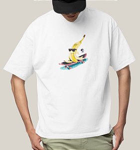Camiseta Oversized Masculina Branca Algodão Premium WSS Radical Banana