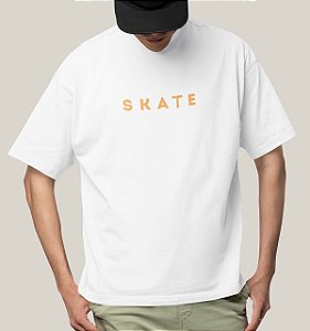 Camiseta Oversized Masculina Branca Algodão Premium WSS Skate Key
