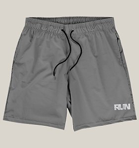 Bermuda Academia Corrida Masculina Cinza Elastano Premium Tactel WSS Brasil Run Energia