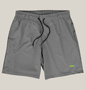Bermuda Academia Corrida Masculina Cinza Elastano Premium Tactel WSS Brasil Never Give Up!