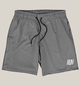 Bermuda Academia Corrida Masculina Cinza Elastano Premium Tactel WSS Brasil Run Minimalist