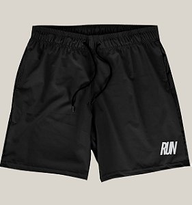 Bermuda Corrida Academia Masculina Preta Elastano Premium Tactel WSS Brasil Run Minimalist