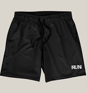 Bermuda Academia Corrida Masculina Preta Elastano Premium Tactel WSS Brasil Run Energia