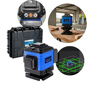 Nivel Laser 3D 12 Linhas Verde Recarregável 2 Baterias