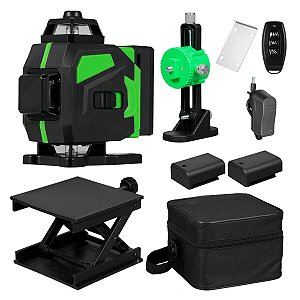 Nível Laser 3D 12 Linhas Verde Recarregável 2 Baterias 2400 mAh